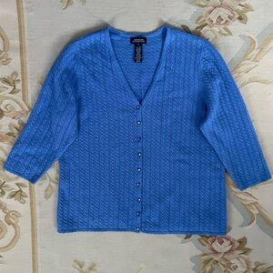 Jones New York French Blue wool and angora V-Neck Cardigan